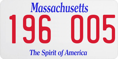 MA license plate 196OO5