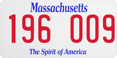 MA license plate 196OO9