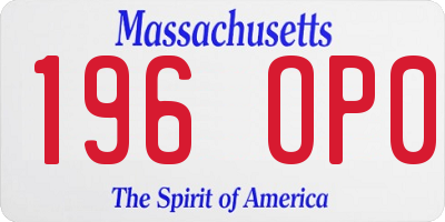 MA license plate 196OP0