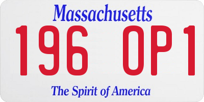 MA license plate 196OP1