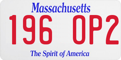 MA license plate 196OP2