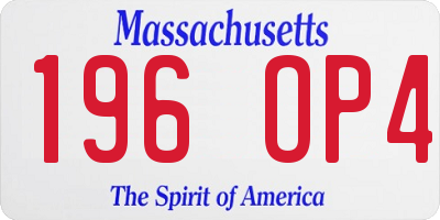 MA license plate 196OP4
