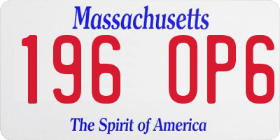 MA license plate 196OP6