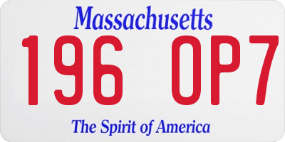 MA license plate 196OP7