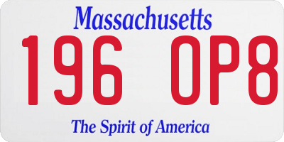 MA license plate 196OP8