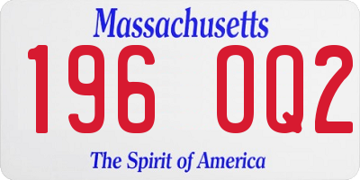 MA license plate 196OQ2
