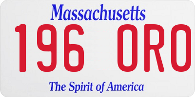 MA license plate 196OR0