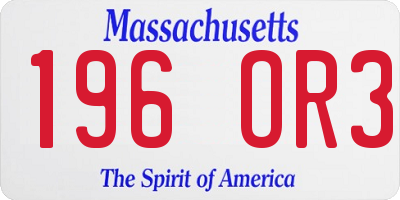 MA license plate 196OR3