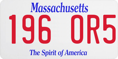 MA license plate 196OR5