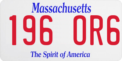 MA license plate 196OR6