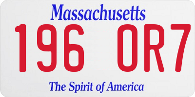 MA license plate 196OR7
