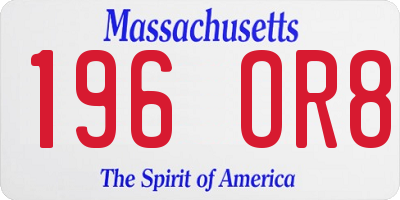 MA license plate 196OR8