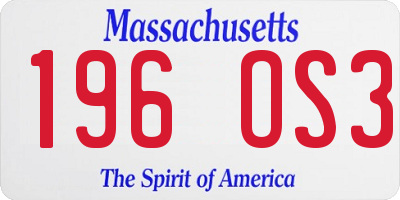 MA license plate 196OS3