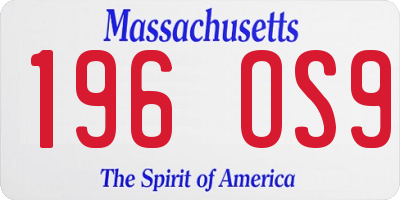 MA license plate 196OS9