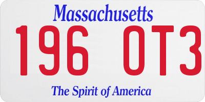 MA license plate 196OT3
