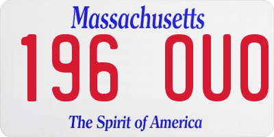MA license plate 196OU0