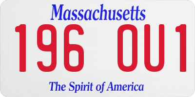 MA license plate 196OU1