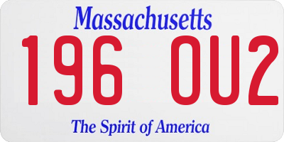MA license plate 196OU2