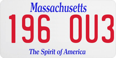 MA license plate 196OU3