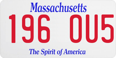MA license plate 196OU5