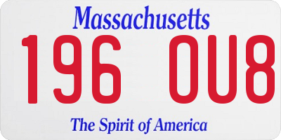 MA license plate 196OU8