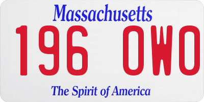MA license plate 196OW0