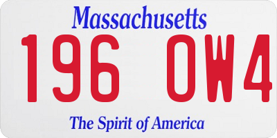 MA license plate 196OW4