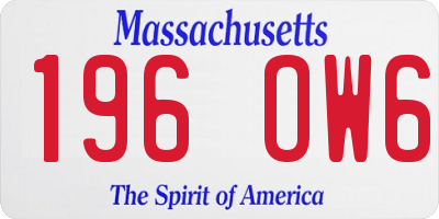 MA license plate 196OW6