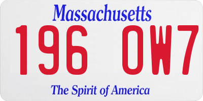 MA license plate 196OW7