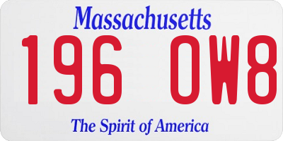 MA license plate 196OW8