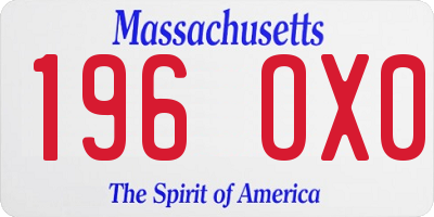 MA license plate 196OX0