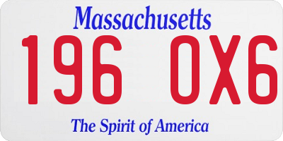 MA license plate 196OX6