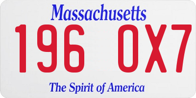 MA license plate 196OX7