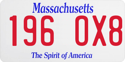 MA license plate 196OX8