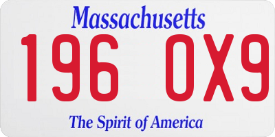 MA license plate 196OX9