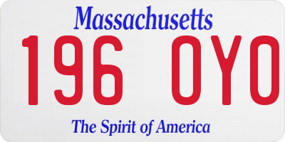 MA license plate 196OY0