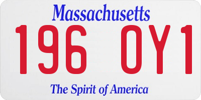 MA license plate 196OY1