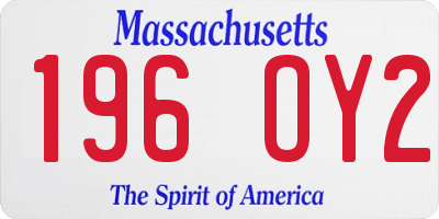 MA license plate 196OY2