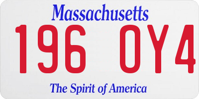 MA license plate 196OY4