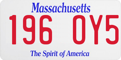 MA license plate 196OY5