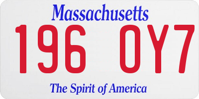 MA license plate 196OY7