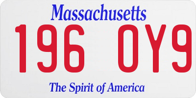 MA license plate 196OY9