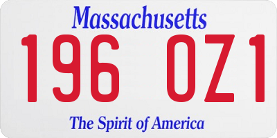 MA license plate 196OZ1