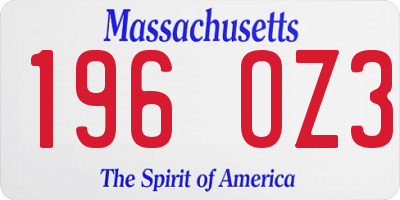 MA license plate 196OZ3