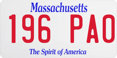 MA license plate 196PA0