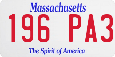 MA license plate 196PA3