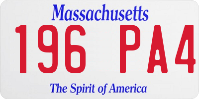 MA license plate 196PA4