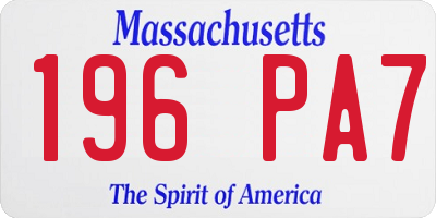 MA license plate 196PA7