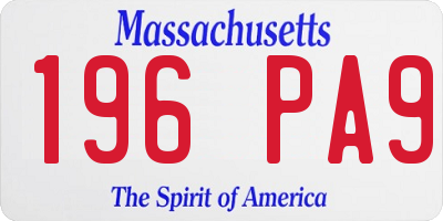 MA license plate 196PA9