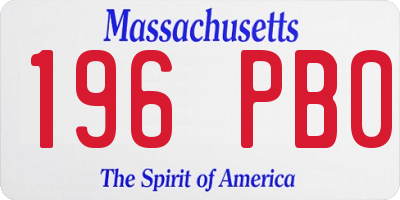 MA license plate 196PB0